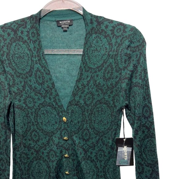 Worth 100% Wool Knit Floral Sweater Cardigan Jacket Coat - Picture 3 of 12